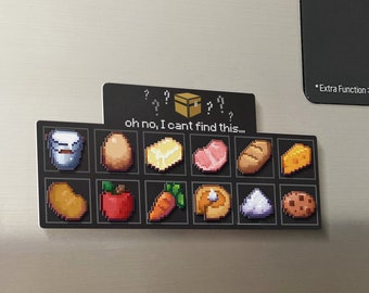 Shopping list / chest : Cute Fridge Magnet ( base + food items) - inspired Minecraft