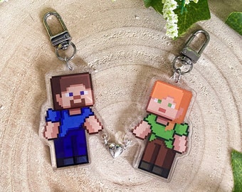 Llaveros de personajes de pareja - Minecraft inspirado