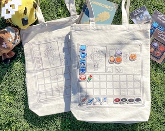 Tote bag V2 - inventory / inspired Minecraft / ( 270g/m2 )