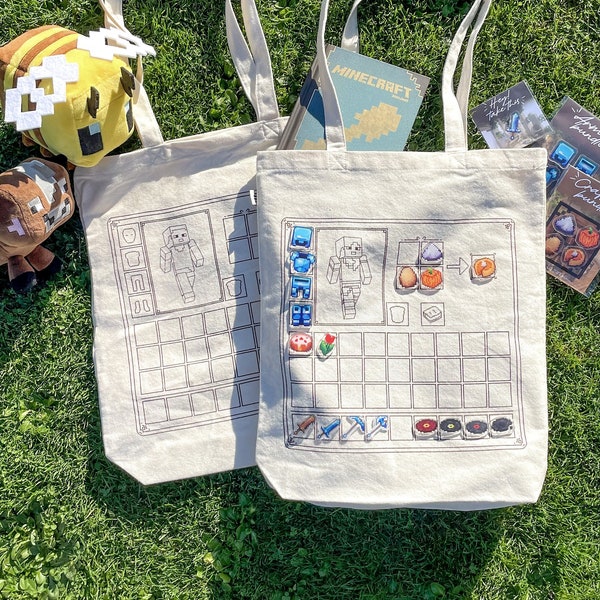 Tote bag V2 - inventory / inspired Minecraft / ( 270g/m2 )