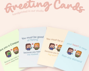 Greeting Card : pixel art characters - Physical item