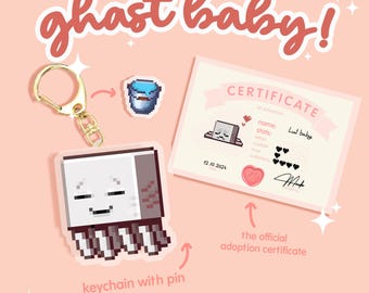 Pet bundle Ghast baby -  Charm and pin for totebag