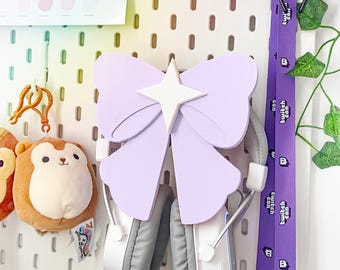 Headphone Holder on IKEA SKADIS - Cute, 3D print, Cozy, Set up, Gaming, Headset holder, minimalist aesthetic