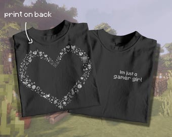pixel animals heart : Im just a gamer girl - unisex sweatshirt or t-shirt - / Game, Nerd Gift, animals