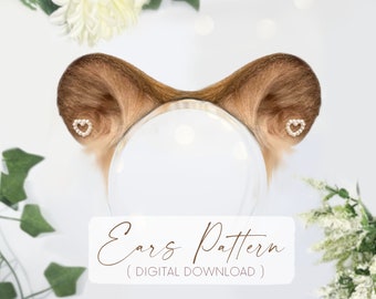 Motivo orecchie con fascia in pelliccia (orso, furetto, procione, lontra, topo) - PDF DIGITAL Download