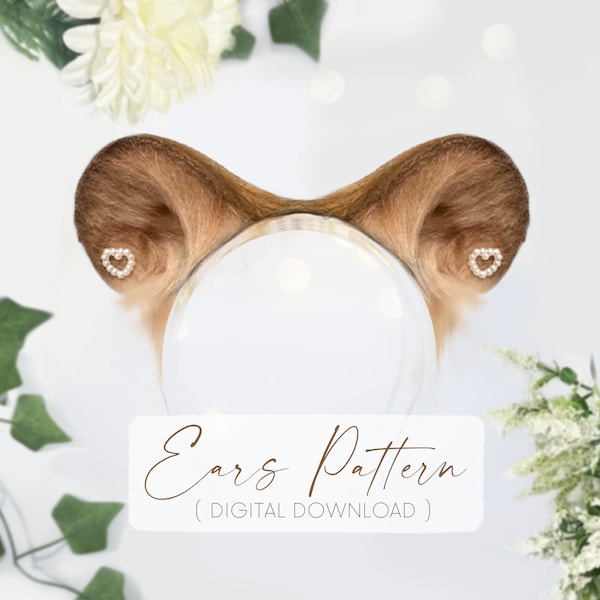 Fur Headband Ears Pattern ( Bear, Ferret, Raccoon, Otter, Mouse ) - PDF DIGITAL Download