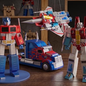 Modelo de lata de refresco Optimus vs Transformers / Plantilla PDF para lata de conservas / Arte con latas de metal recicladas / Descarga digital A4