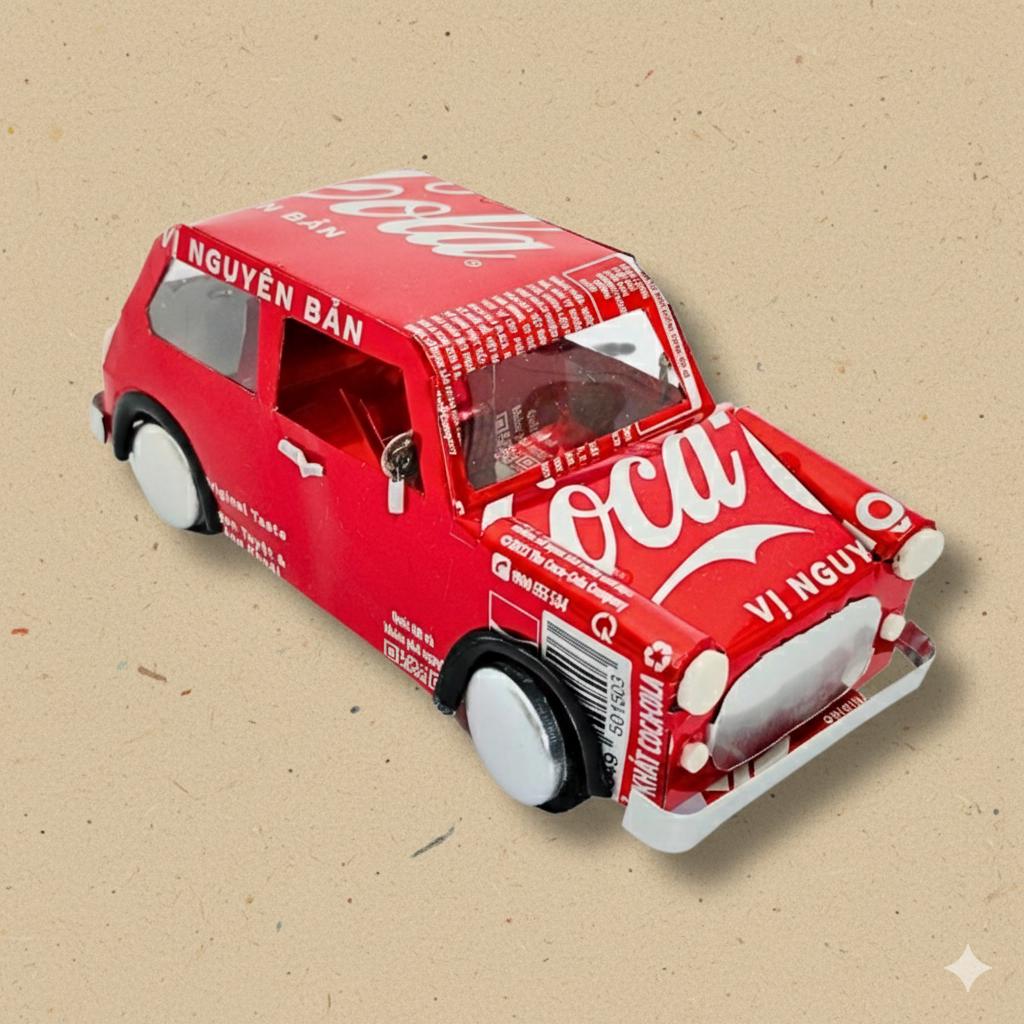 Coca Cola Mini Cooper Car Model – Handmade From Recycled Soda Cans