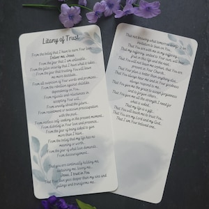 Litany of Trust - Catholic Prayer Card - Devotion - Catholic Gift - Catholic Prayer