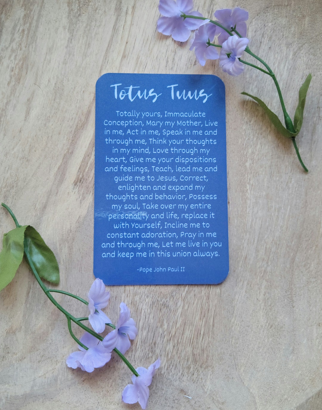 Totus Tuus Totally Yours Catholic Prayer Card Catholic Gift Catholic ...