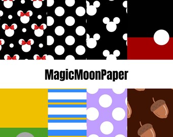 16 Mickey y sus amigos inspiraron papel imprimible digital Scrapbooking papel Papercraft suministros Mickey Minnie Donald Pluto Goofy Chip n Dale
