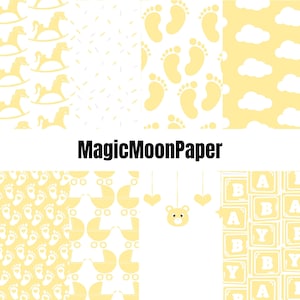 8 gênero neutro chá de bebê amarelo canário digital papel para impressão scrapbooking suprimentos de artesanato