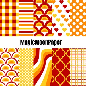 30 Sunset Fire Colors Trio Basics Digital Scrapbook Paper Printable Download Papercraft