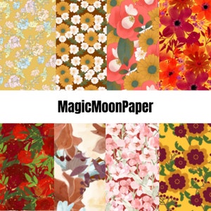24 Fall Floral Digital Printable Paper Scrapbook