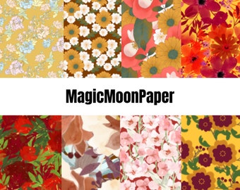 24 Fall Floral Digital Printable Paper Scrapbook