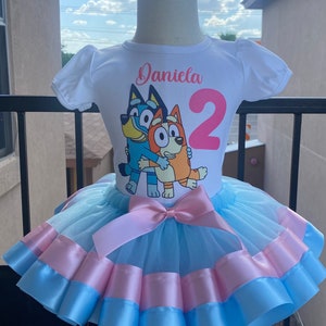Bluey and Bingo Kids Birthday Custom Rainbow Fancy Tutu Outfit Set Dre –  Sweet Tutus