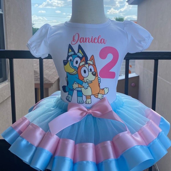 Bluey Tutu outfit, dog Birthday outfit, Bluey tutu set