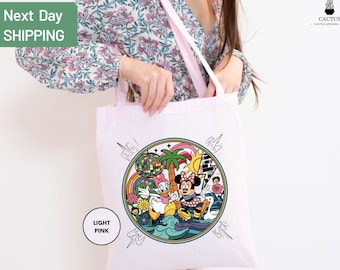 Minnie and Daisy Summer Tote Bag, Beach Tote Bag, Disney Women Bag, Disney Girl Tote