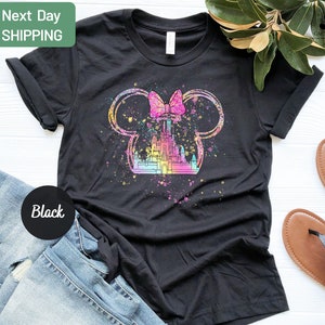 Disney Watercolor Shirt, Disney Castle, Vacation Gift Tee, Family Trip Shirt, Minnie Tee
