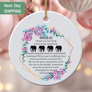 Elephant Friendship Ornament, Friend Gift Ornament, Bestie Ornament, Personalized Best Friend Ornament, Friend Group Gift