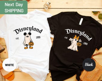 Retro Disneyland Est 1955 Halloween Shirt, Mickey Minnie Ghost Shirt, Disneyworld Halloween California, Mickey Halloween