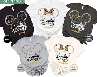 Custom Disney Family Trip Shirt, Disney Family Vacation Shirt, Personalized Family Matching Shirt, Disney Custom Minnie & Mickey Shirt