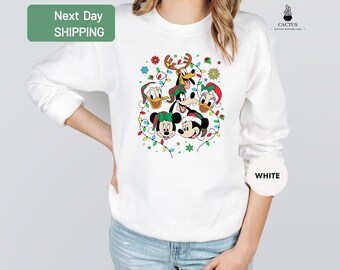 Disney Mickey and Friends Christmas Sweatshirt, Mickey and Friends Sweatshirt, Christmas Lights Tee, Christmas Gifts