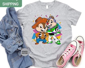Retro Chip and Dale Shirt, Retro Disney Trip Shirt, Disney Toy Story Characters Shirt, Funny Chip 'N Dale Woody And Buzz Lightyear Shirt