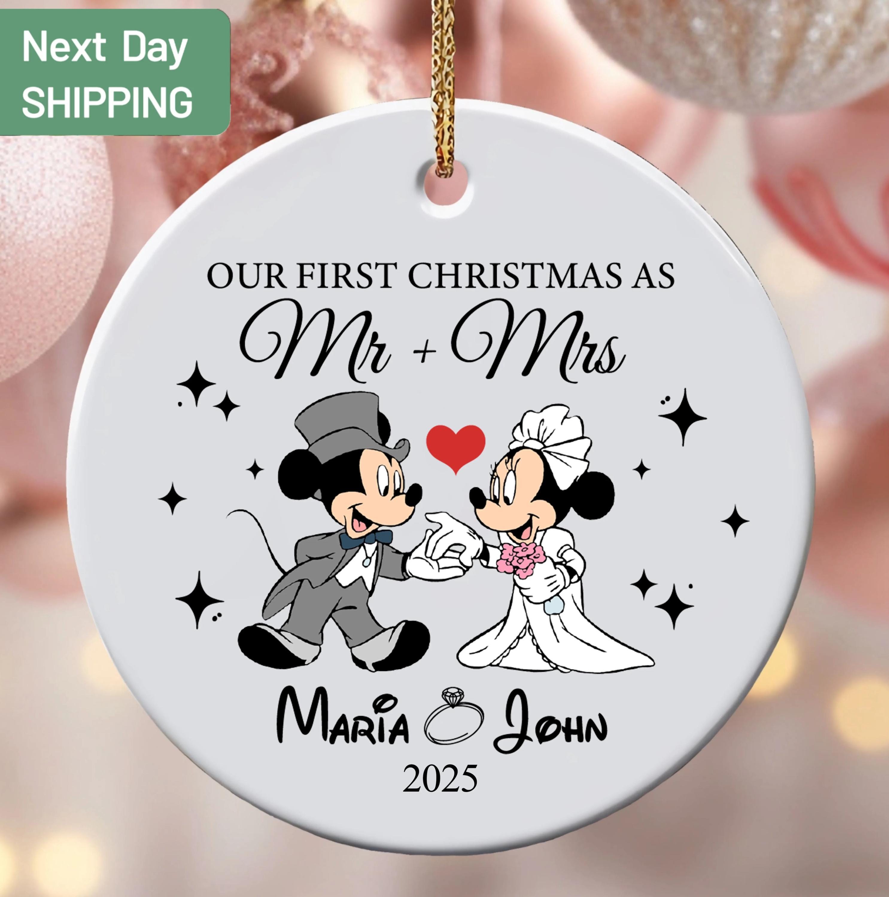 Personalized Christmas Mickey and Minnie Ornament, Christmas Disney Personalized Christmas Mickey and Minnie Ornament, Christmas Disney