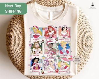 Disney Christmas Princess Tee, Snow White Rapunzel Tiana Ariel Snow White Anna Elsa Princess Tee, Princess Girls Trip Shirt