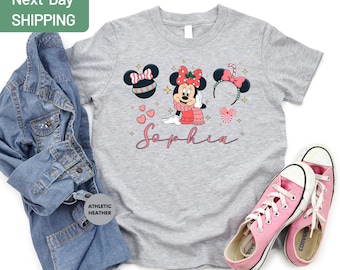 Personalized Minnie T-Shirt, Minnie Custom Disney Shirt, Customized Disneyland Tees, Kids Disney Shirt, Toddler Disneyworld Tshirt
