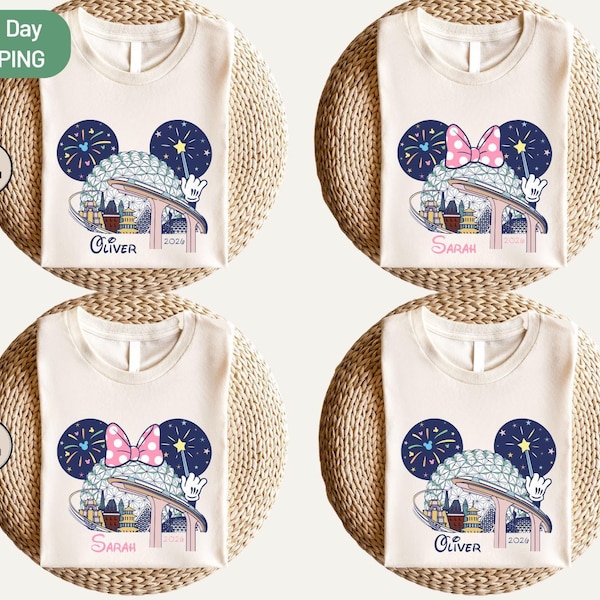 Personalisierte Disney Epcot Shirts, benutzerdefinierte Name World Tour Disney Tee 2026, Familien Disney Reise Outfit, passende Disney Urlaubspark Shirts