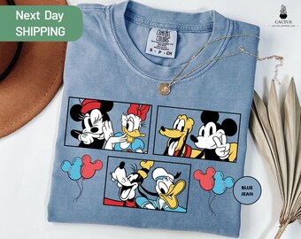 Mickey & Friends Vintage Portrait Shirt, Comfort Colors Mickey Minnie Donald Daisy Classic Pose Shirt, Disney Family Matching Shirt