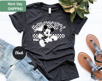 Vintage Mickey Shirt, Disney Shirt, Mickey 1928 Shirt, Checkered Mickey Shirt, Checkered Disney Shirt, Retro Disney Shirt
