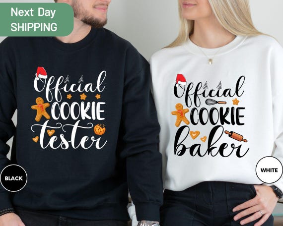 Christmas Couple Sweatshirt, Official Cookie Baker Sweatshirt, Official Cookie Tester Crewneck, Matching Family Tees, Gift for Family