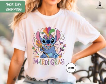 Camisa Disney Stitch Mardi Gras, camisa Lilo & Stich, camisa de carnaval Disneyland Mardi Gras, camiseta de fiesta Mardi Gras