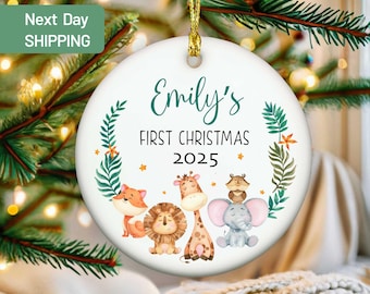 Custom Baby's First Christmas Decoration, Keepsake Christmas Bauble Gift Ceramic Ornament, Baby's 1st Decoration