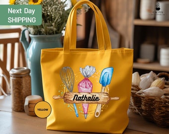 Custom Baker Tote Bag, Personalized Gift For Baker, Baking Lover Tote Bag, Funny Baking Tote Bag, Cute Chef Gift For Mom, Gift For Her