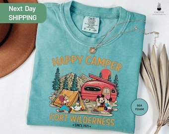 Comfort Colors Happy Camper Fort Wilderness Shirt, Disney Camping Shirt, Mickey And Friends Camp Shirt, Disney World Shirt, WDW Camping Tee