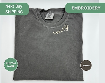 Custom Name Embroidered Shirt, Comfort Colors Vintage Personalized Tee, Custom Name Shirt, Custom Embroidered Shirt