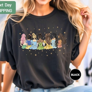 Retro shirt Disney prinses, shirt aquarel prinses, T-shirt Disney reis, Disney prinses, cadeau Disneyworld prinses
