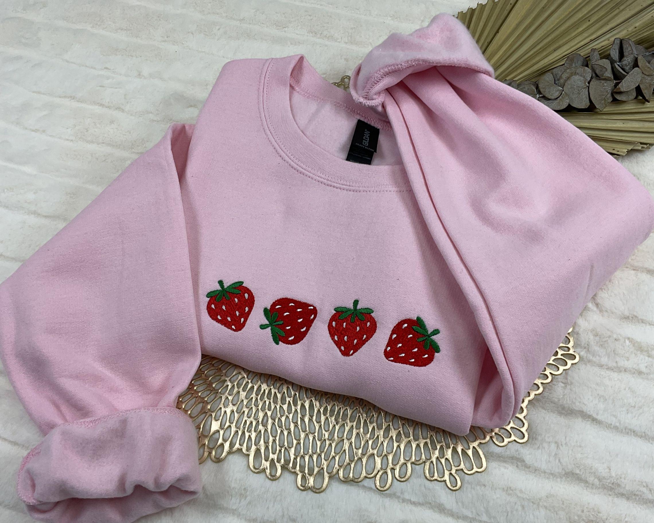Embroidered Strawberry Sweatshirt, Strawberry Lover Gift, Strawberry ...