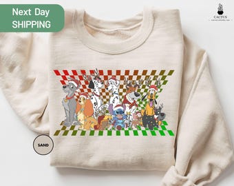 Retro Disney Dogs Christmas Sweatshirt, Disney Dogs Group Matching Crewneck, Disney Dog Lovers Gift, Christmas Disney Tee