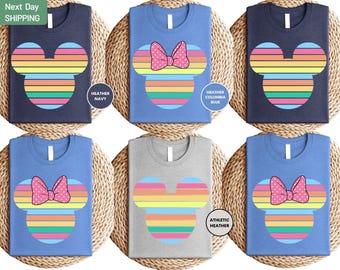 Mickey and Minnie Sunset Shirt, Colorful Mickey Shirt, Magic Kingdom Shirt, Disneyland Shirt, Disney Trip Shirt, Matching Family Travel Gift