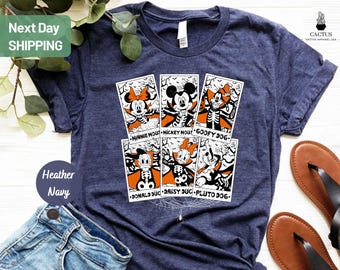Disney Characters Skeleton Halloween Shirts, Mickey And Friends Halloween Shirt, Disney Spooky Season Halloween Shirts