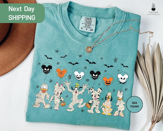 Comfort Colors Disney Halloween Shirt, Halloween Matching Shirt, Mickey and Friends Halloween Balloons Tee, Disney Halloween Skeleton Tee
