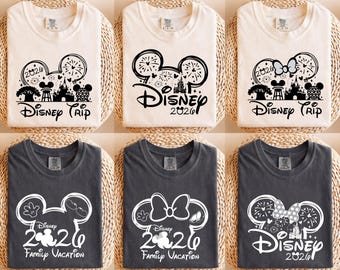 Comfort Colors Disney 2026 Shirt, Disney Trip Shirt, Family Vacation T-Shirts, Mickey Shirt, Disneyland Family Trip Shirts, WDW Family Tees