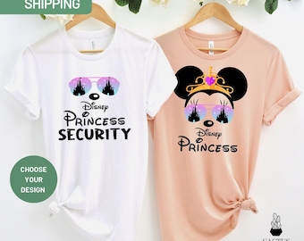 Camisetas de seguridad de princesas de Disney, camiseta de princesas de Disney, camisetas para papá primerizo, regalo para papá de su hija, camisetas familiares de Disneyland, camiseta de Minnie
