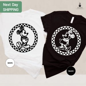 Retro Disney Shirts, Mickey Minnie Checkered Shirt, Disney Family Shirts, Minnie Mouse Tees, Disney Matching Tee, Disneyland Shirts