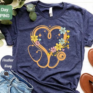 Floral Stethoscope Shirt, Doctor Nurse Shirts, Women's Nursing School Shirt, Floral Nurse Shirt, Nurse Graduation Gift, Gift For Nurse
